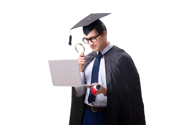 Diák diplomás elszigetelt fehér háttér — Stock Fotó