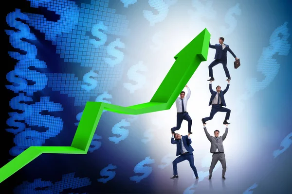 Businessman supporting growtn in economy on chart graph — Stock Photo, Image