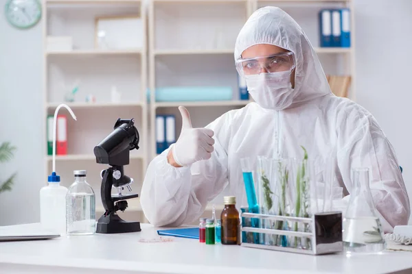 Biotechnologie wetenschapper chemicus werkzaam in het lab — Stockfoto