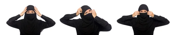 Muslimische Frau isoliert auf der weißen Seite — Stockfoto