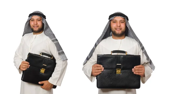 Koncept s arabským mužem izolované na bílém — Stock fotografie