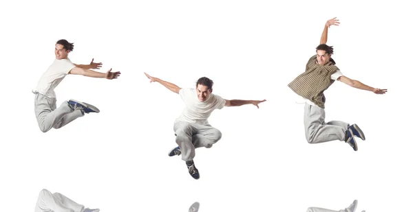 Man dansar isolerad på den vita — Stockfoto