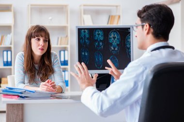 Young woman visiting radiologist for x-ray exam clipart