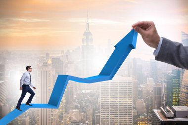 Ekonomideki büyümeyi destekleyen işadamı grafikte