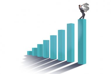 Ekonomik büyüme kavramında dolar işareti taşıyan işadamı