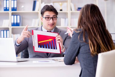 İş adamıyla iş kadını arasındaki iş görüşmesi