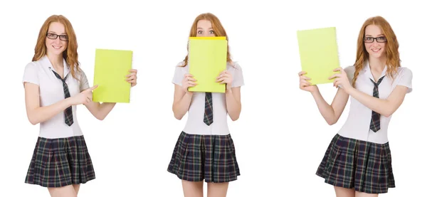 Junge Studentin isoliert auf der weißen Seite — Stockfoto