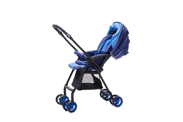 Blue pushchair isolated on white background — Stock Photo, Image