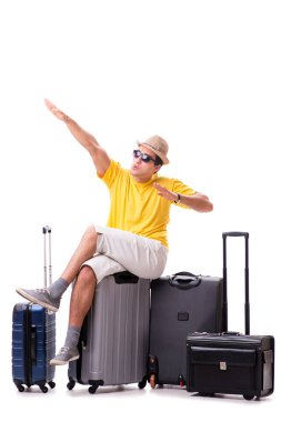 Mutlu genç adam yaz tatiline çıkıyor.