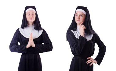 Beyaz arkaplanda Rahibe izole edildi