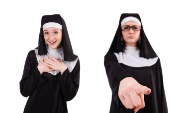 Beyaz arka plan üzerinde izole genç Rahibe