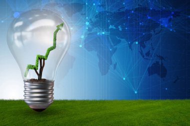 Ampulde yeşil çizgi grafiği olan yeşil enerji kavramı