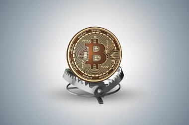 Cryptocurrencies kavramı - 3d render tehlikeleri bitcoin ile tuzak