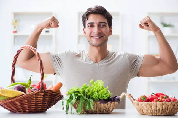 Ung man i hälsosam kost och diet koncept — Stockfoto