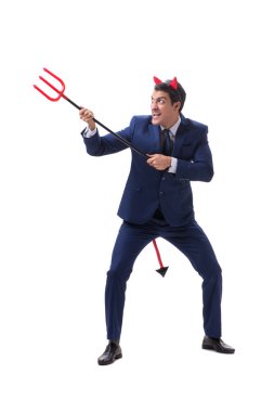 Beyaz sırtında yabası olan şeytani bir işadamı.