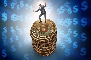 Kripto para birimi engelleme konsepti işadamı