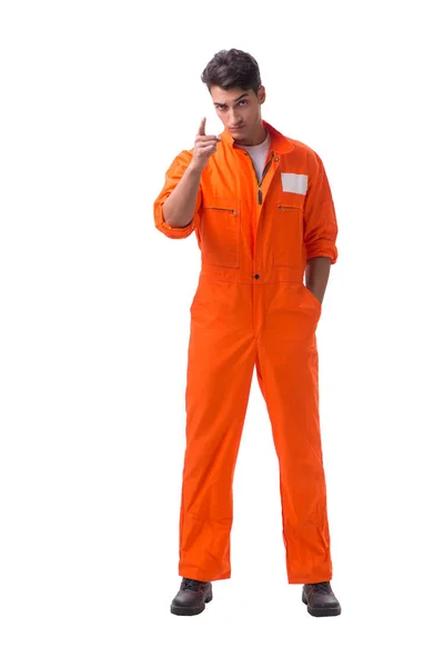 Vězeň v oranžové róbě izolované na bílém pozadí — Stock fotografie