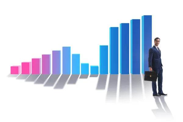 Fiatal üzletember az üzleti koncepció bár diagramok — Stock Fotó