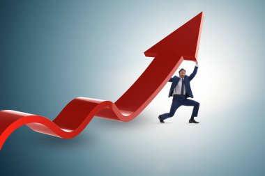 Ekonomideki büyümeyi destekleyen işadamı grafikte