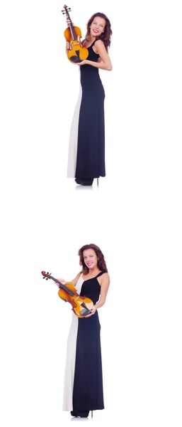 Femme jouant du violon isolé sur fond blanc — Photo