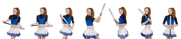 Cheerleader geïsoleerd op de witte achtergrond — Stockfoto