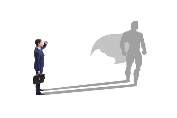Biznesmen z aspiracją zostania superbohaterem — Zdjęcie stockowe