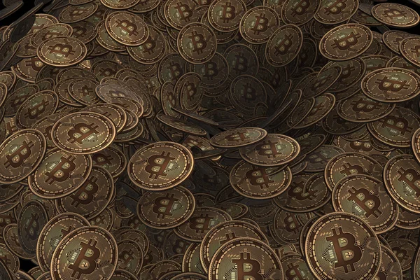 Background made of many cryptocurrency bitcoin - 3d rendering — Stock Photo, Image