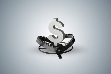 Fare kapanı ve iş kavramı - 3d render olarak dolar