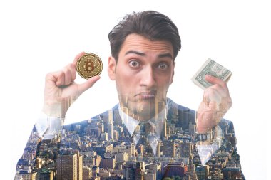 Bitcoin fiyat artışı kavramında iş adamı