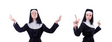 Beyaz arkaplanda Rahibe izole edildi