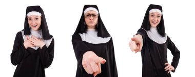 Beyaz arka plan üzerinde izole genç Rahibe