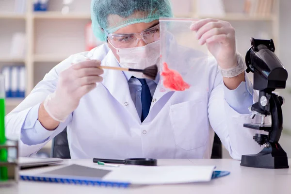 Investigador forense trabajando en laboratorio en evidencia de crimen —  Fotos de Stock