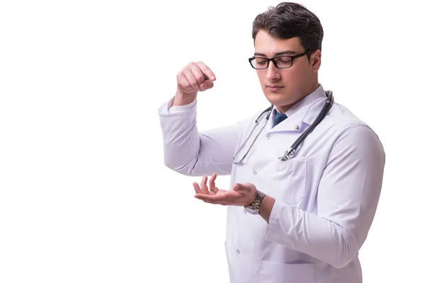 Jovem médico masculino isolado em fundo branco — Fotografia de Stock