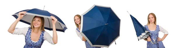 Nő esernyő elszigetelt fehér — Stock Fotó