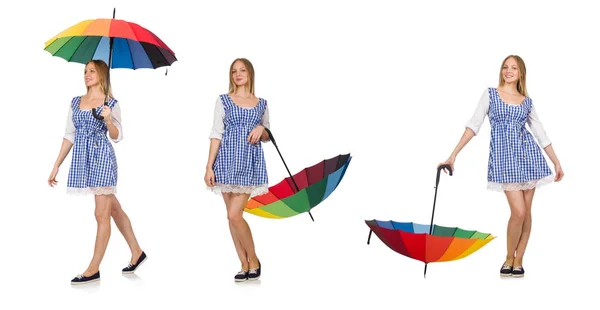 흰 우산을 벗은 여자 — 스톡 사진