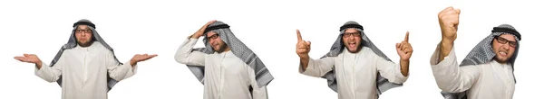 Conceito com árabe homem isolado em branco — Fotografia de Stock