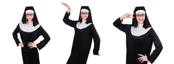 Ung allvarlig nunna isolerad på vitt — Stockfoto