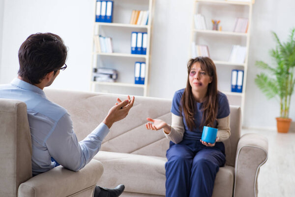 Psychologist counselling woman beaten by husband