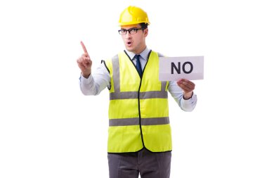 Construction supervisor with no asnwer isolated on white backgro clipart