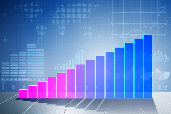 Growing bar charts in economic recovery concept - 3d rendering — Stock Photo, Image