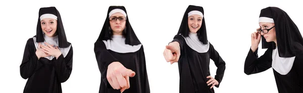 Junge Nonne isoliert auf dem weißen Hintergrund — Stockfoto