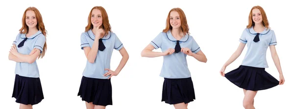 Schoolgirl isolated on the white — Stock Photo, Image