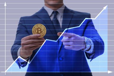 Bitcoin fiyat artışı kavramında iş adamı