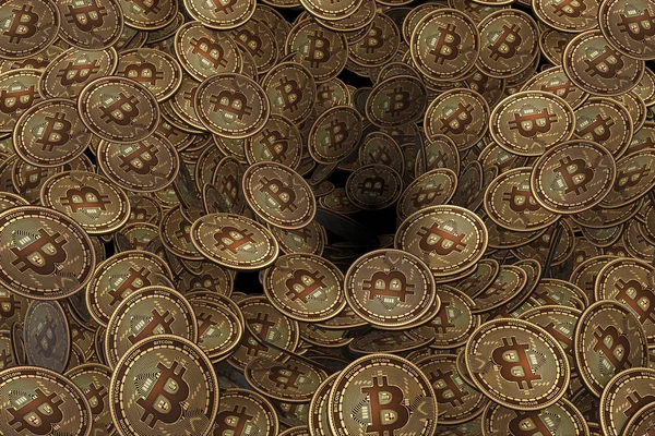 Background made of many cryptocurrency bitcoin - 3d rendering — Stock Photo, Image