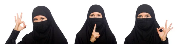 Mujer musulmana aislada en el blanco — Foto de Stock