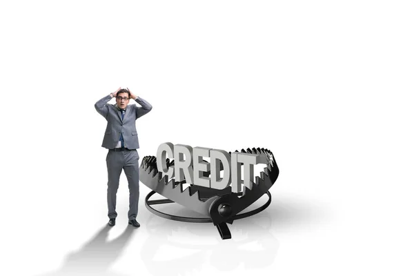 Businessman falling into the trap of loan credit — Stock Photo, Image