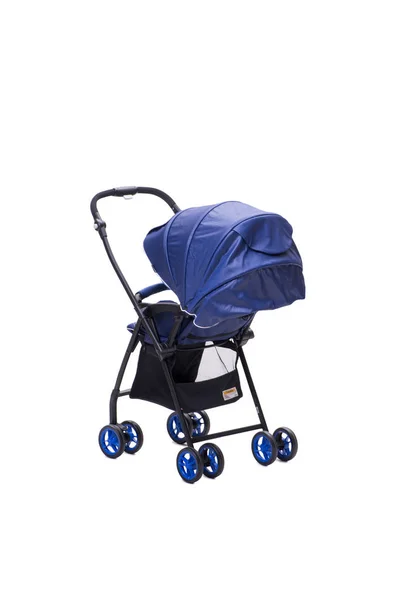 Blue pushchair isolated on white background — Stock Photo, Image