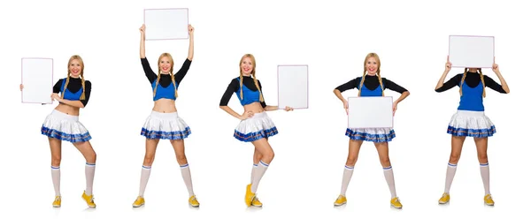 Woman cheerleader isolated on the white — Stock Photo, Image