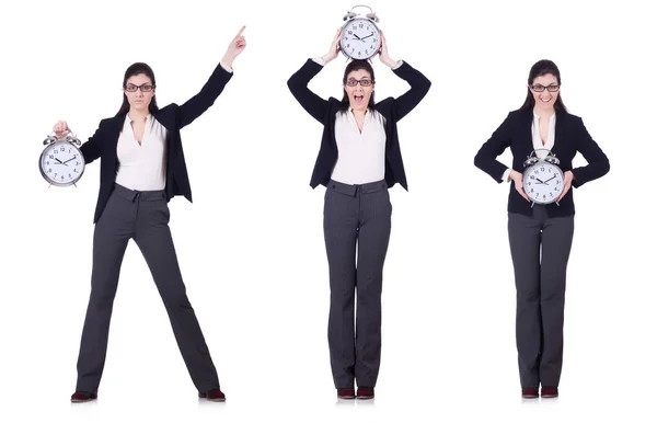 Bizneswoman z zegarem w czasie koncepcji zarządzania — Zdjęcie stockowe