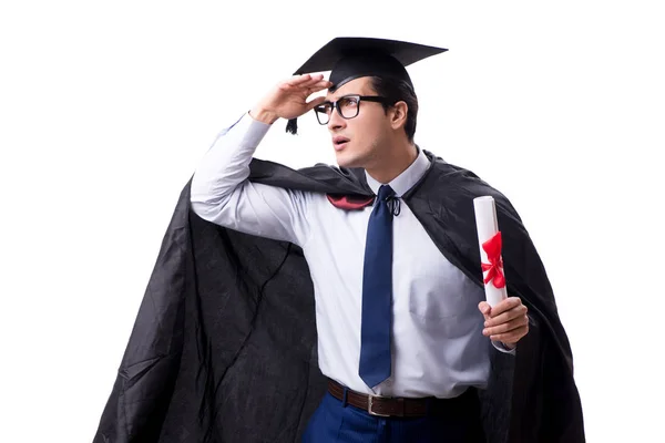 Estudante graduado isolado em fundo branco — Fotografia de Stock